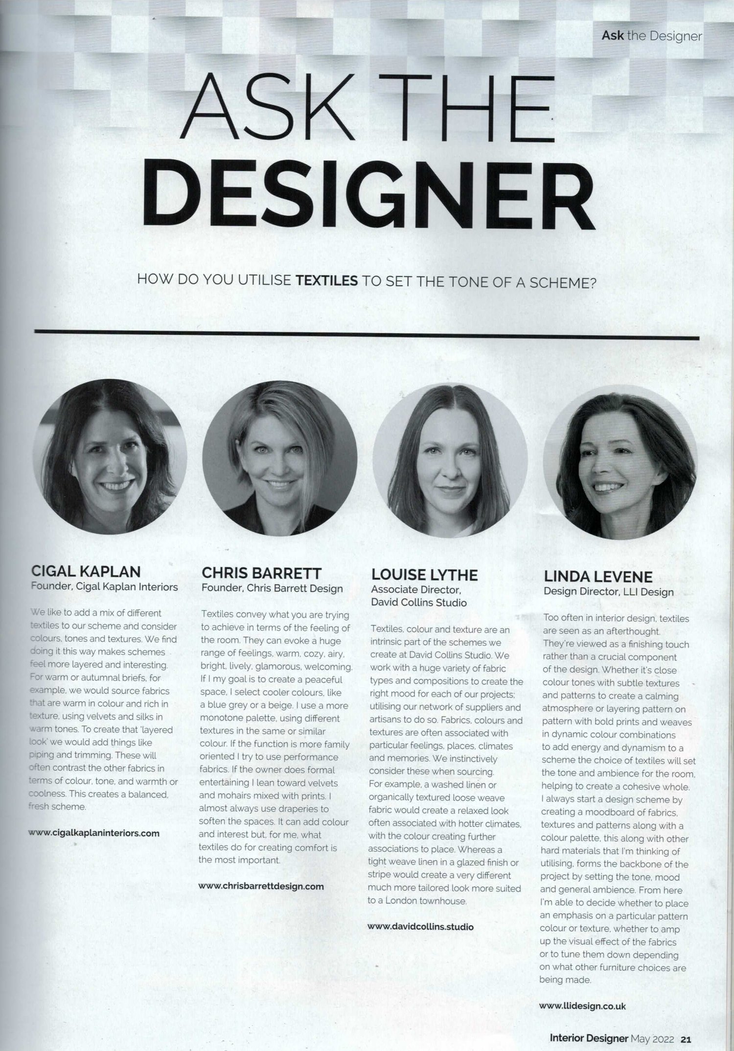 Interior Designer - Cigal Kaplan Interiors